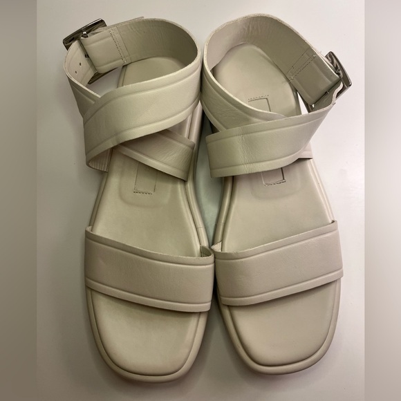 Zara Off White/Cream Leather Flat Strappy Platform Sandals Boho Beach Summer - Picture 7 of 16